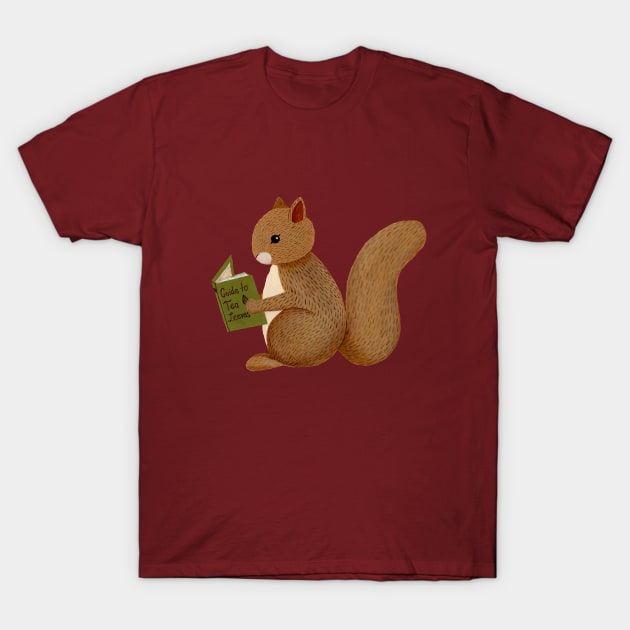 Reading Squirrel T-Shirt by annyamarttinen